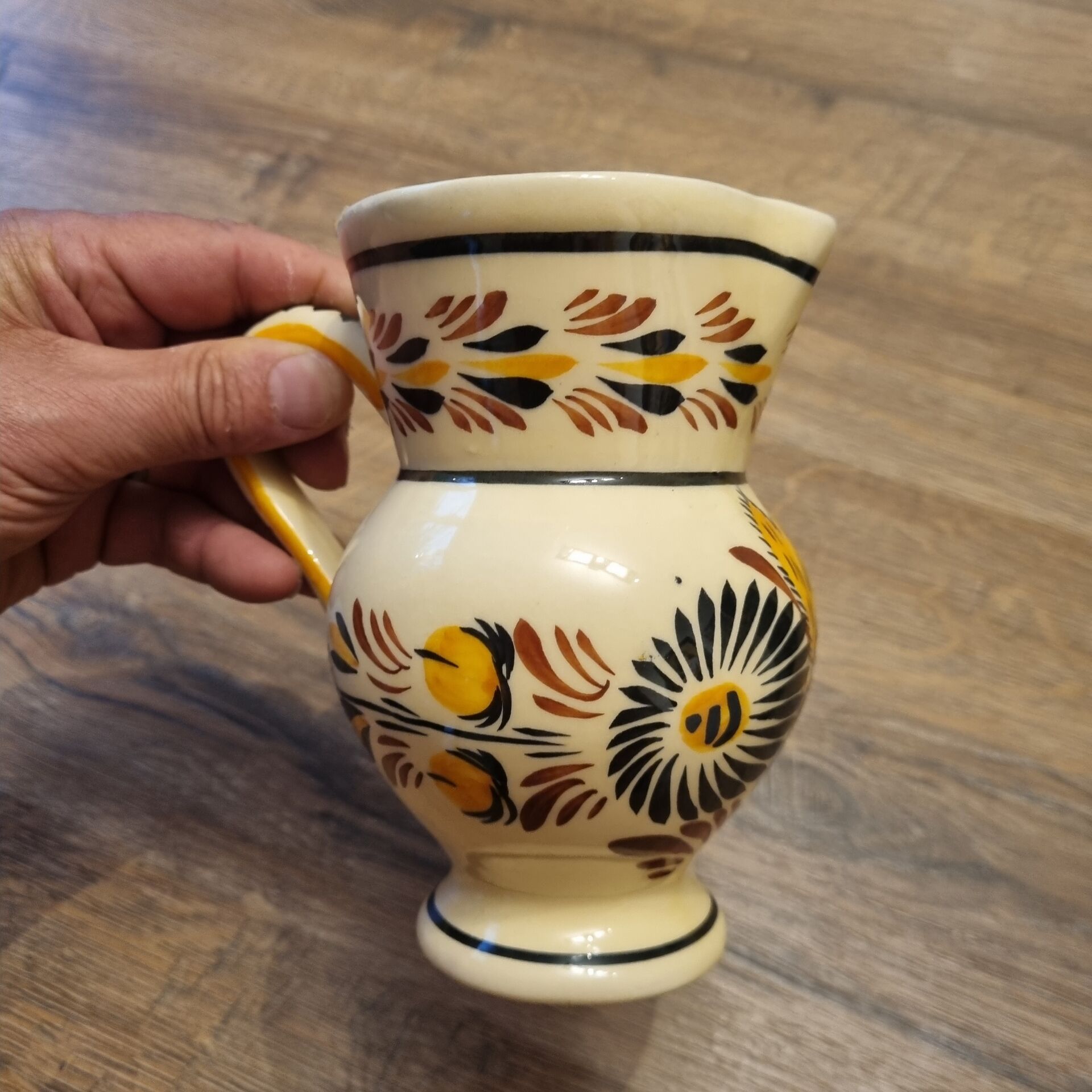 Glazed ceramic jug Henriot Quimper Brittany 1960