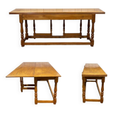 Large folding blond mahogany console - Indian work from the 1980s