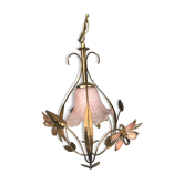 Lustre à fleurs pampilles rose pâle