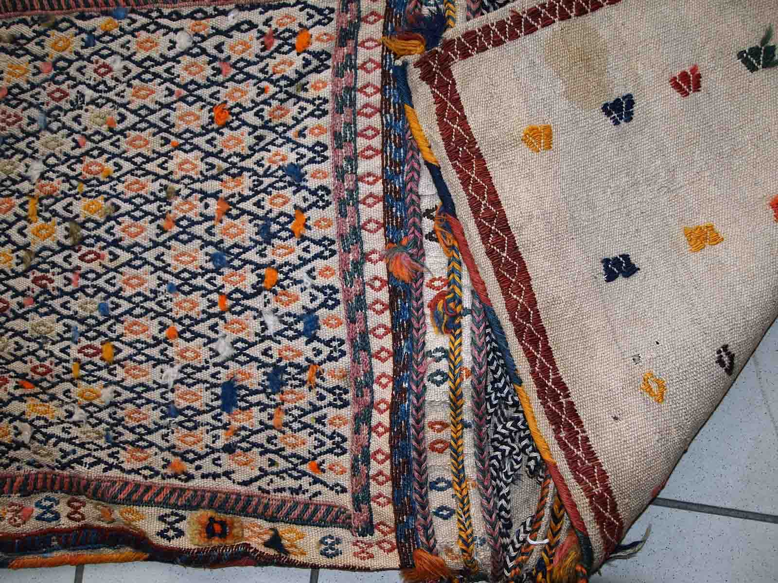 Ancient Persian Sumak handmade carpet 55cm x 100cm 1940s - 1C399