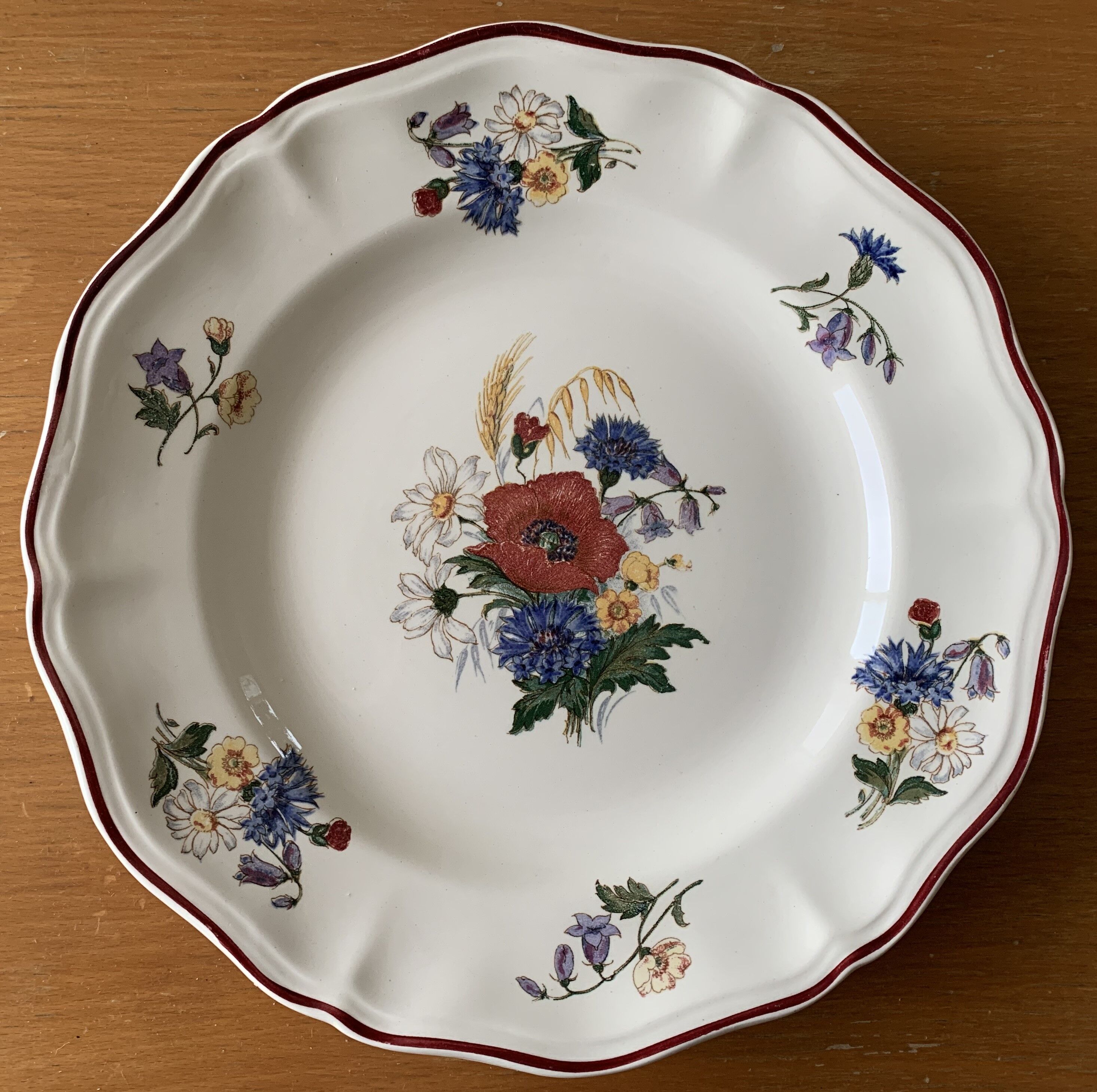 6 large old flat plates in Sarreguemines earthenware