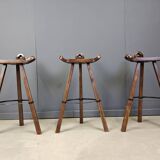 Mid century brutalist bar stools - set of 3, 1960s