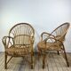 Fauteuils (la paire) vintage 1960 en rotin et bambou