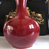 Monochrome Porcelain Vase Pansu Long Neck/Sang de Boeuf/China Qing Dynasty 19th