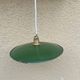 Vintage lampshade in green and white enamelled sheet metal with LED electricity