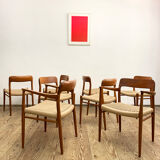 Set de 8 chaises de salle à manger en teck du milieu du siècle par Niels O Møller pour JL Moller Danemark