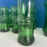 Service a eau carafe et verre vert vintage
