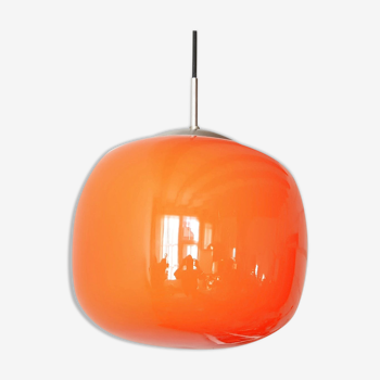 Suspension en opaline orange 1960 vintage