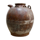Jarre à huile chinoise ancienne en terre cuite vernissée, XVIII ème siècle