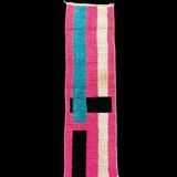 Moroccan Berber rug corridor in pink and blue wool.