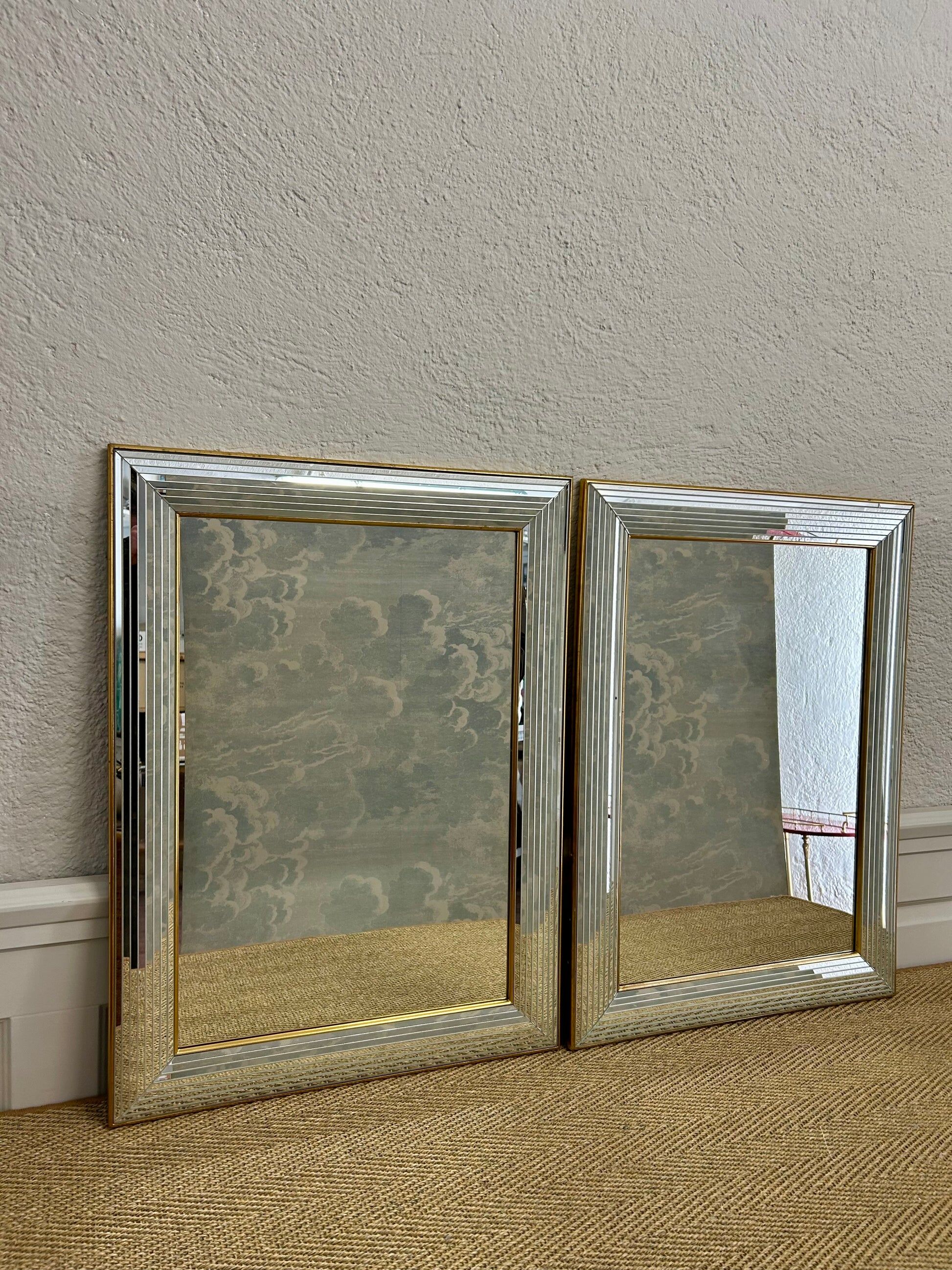 Glamorous wall mirror with faceted frame by Deknudt, Belgium, 1980s (Model 2024.311)