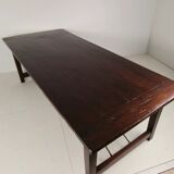 Large Spanish oak dining table with wrought iron bars – 20th century