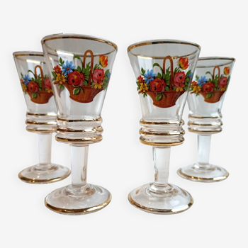 Multicolored vintage liquor glasses