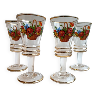 Multicolored vintage liquor glasses