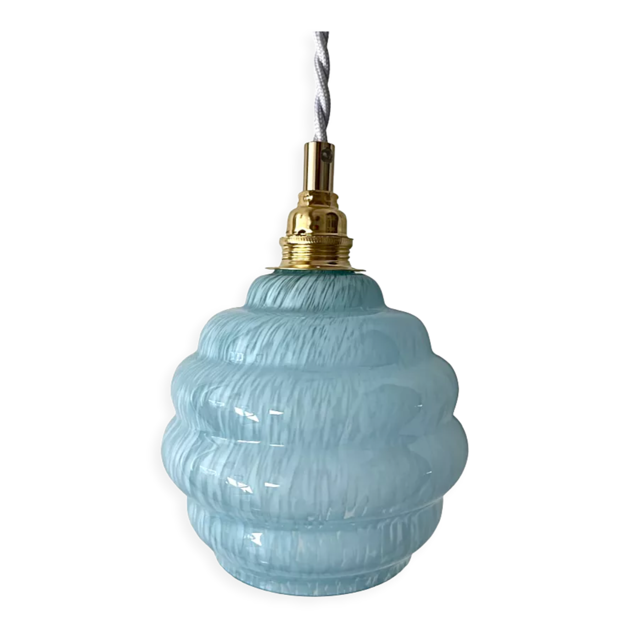 Electrified blue Art Deco walking lamp with new