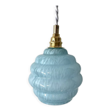 Electrified blue Art Deco walking lamp with new