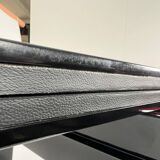 Art Deco Games Table in Black Lacquer, Red and Black Leather, France, 1930s