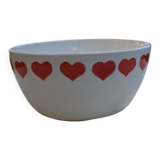 Large Hungarian folk bowl in cream and red ceramic, mid-20th century, H. 11 cm