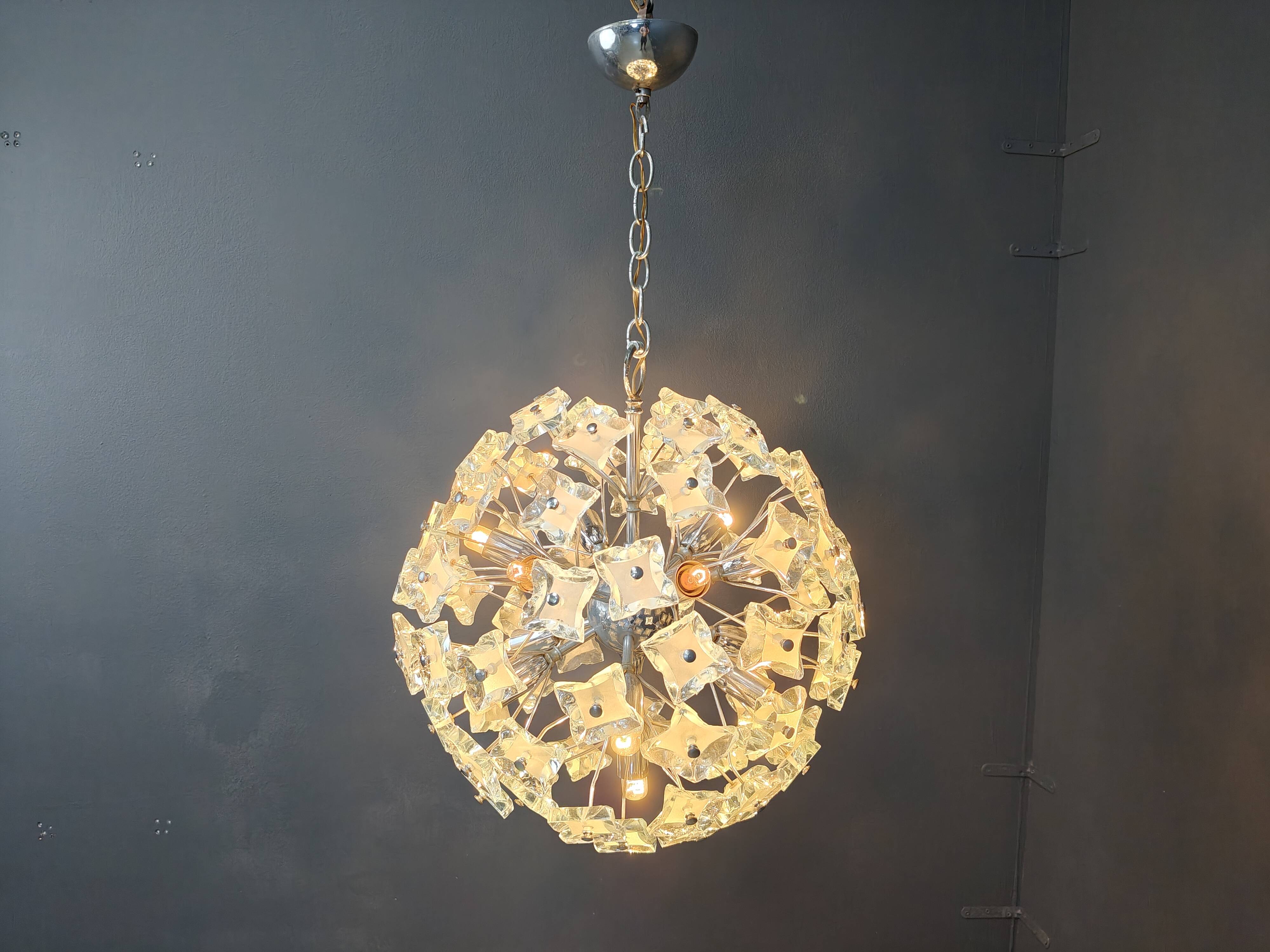 Mid century glass sputnik chandelier, 1970s
