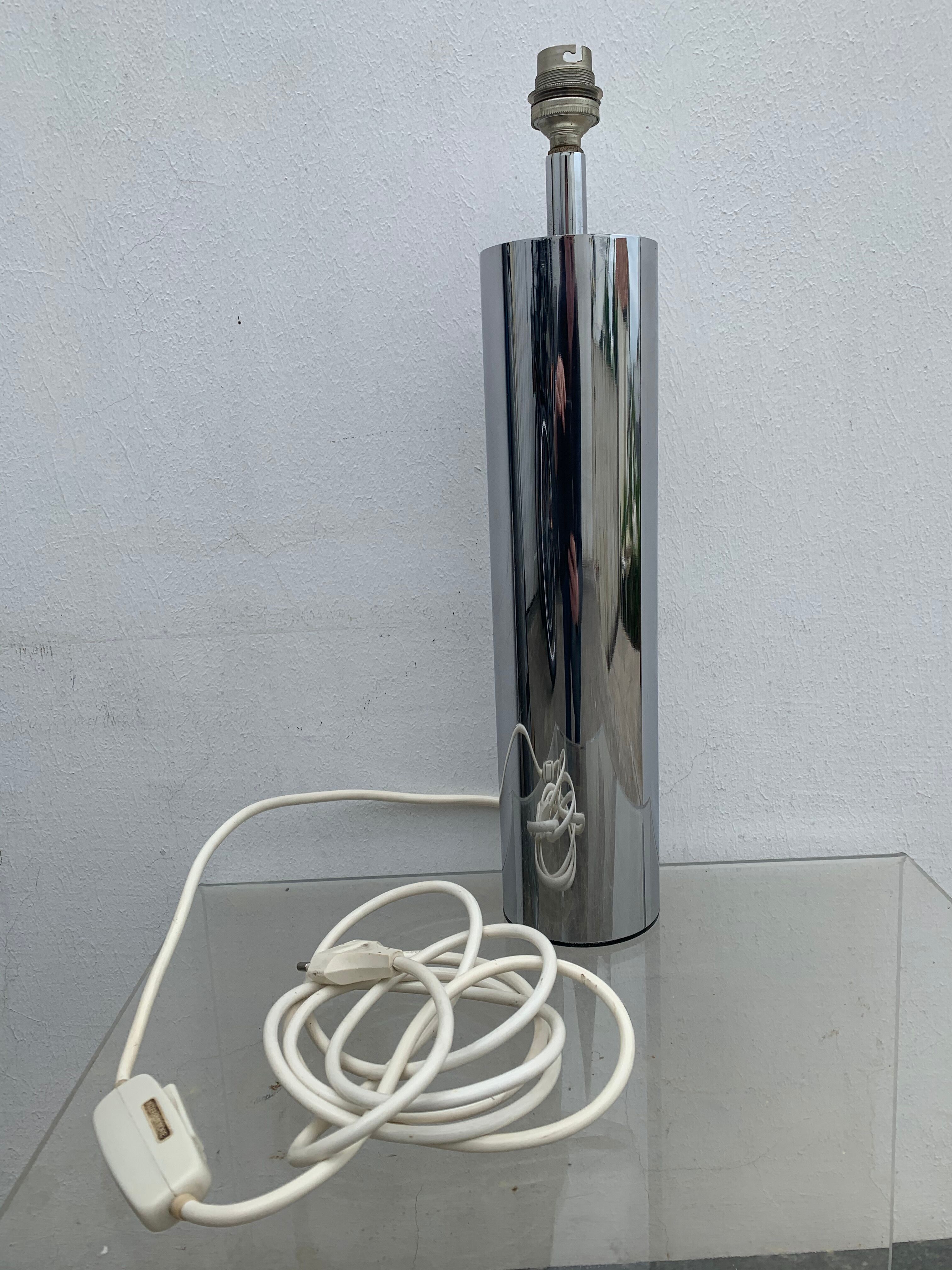 Italian lamp foot Ticino stainless steel cylinder 1970
