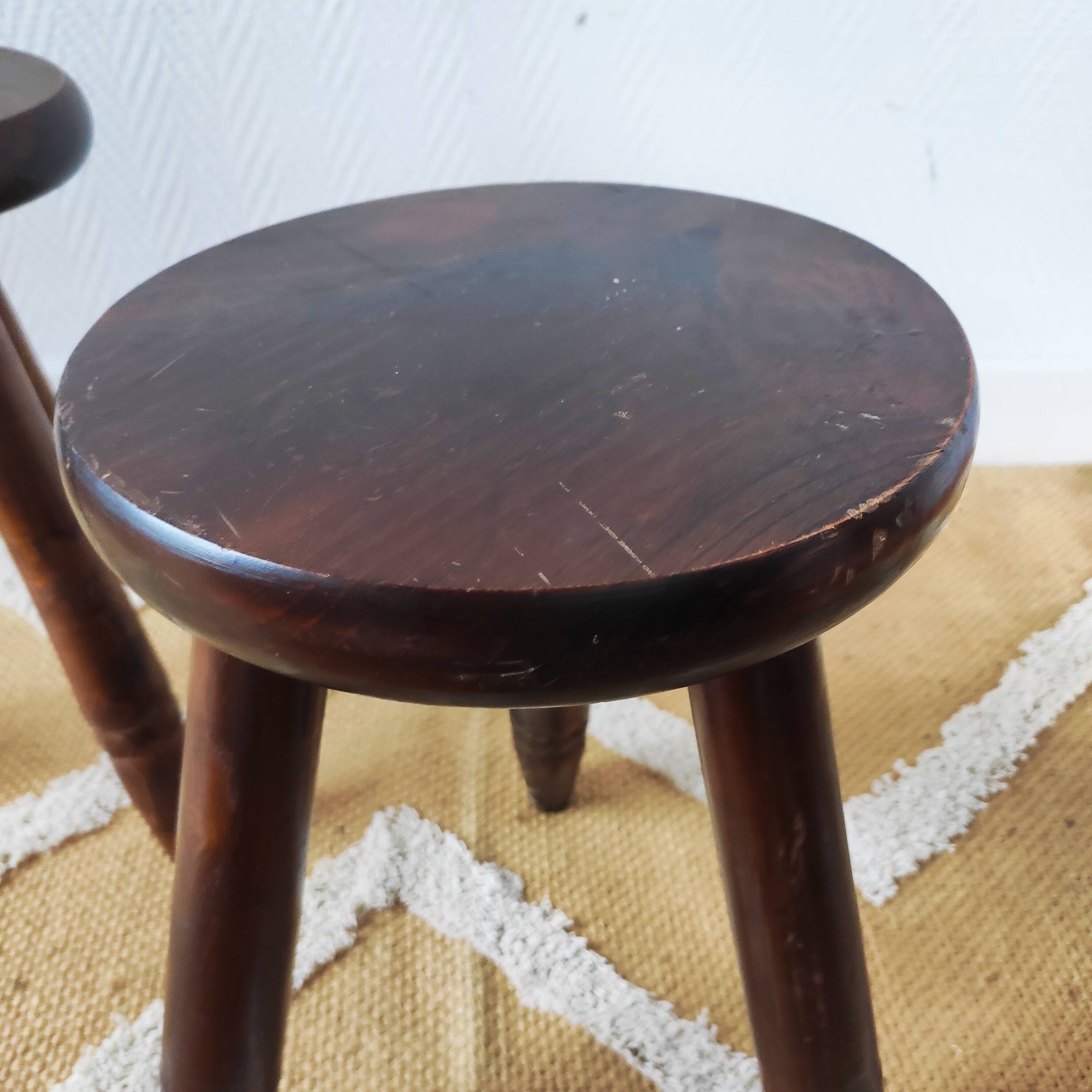 Vintage tripod stool pair