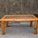 Lattice coffee table in pine and glass, France, 1980