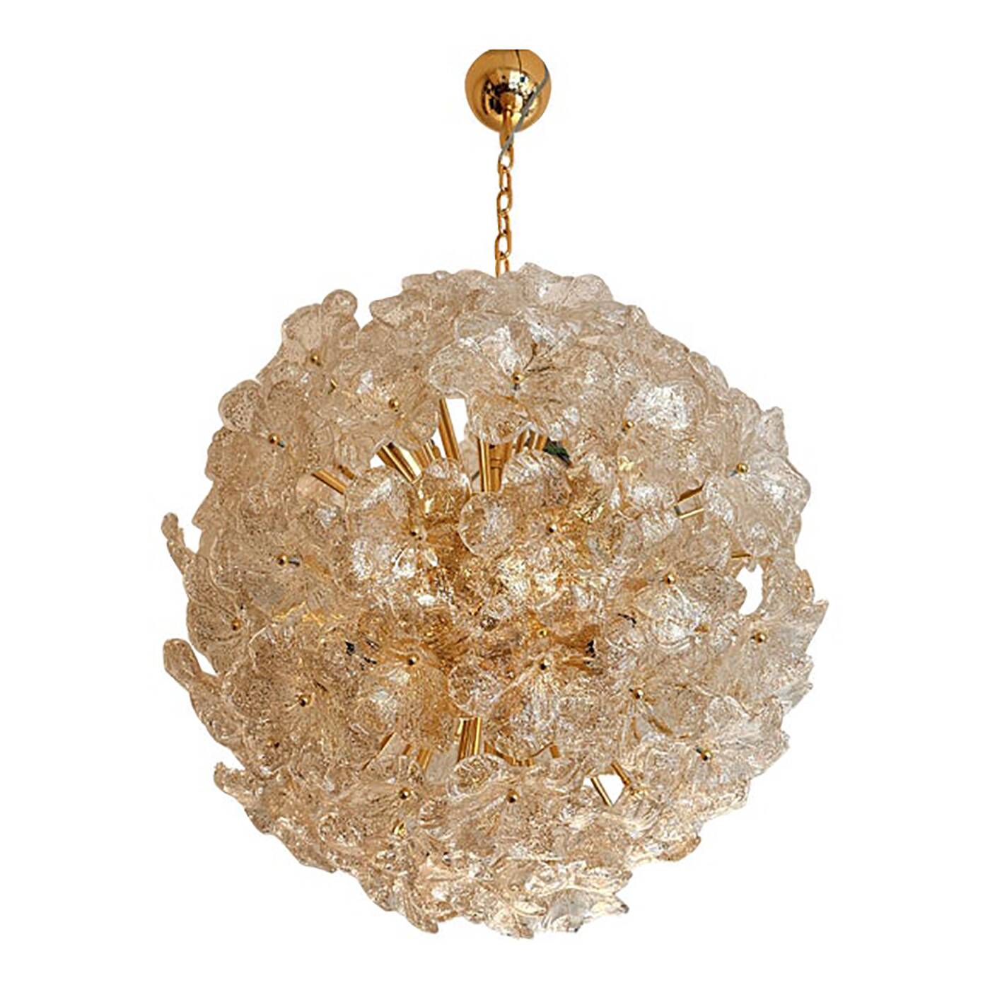 Transparent and Gold Lotus Glass Sputnik Chandelier