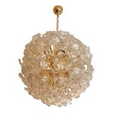 Transparent and Gold Lotus Glass Sputnik Chandelier
