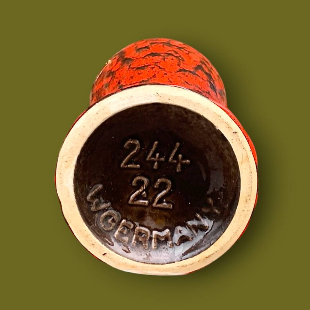 West German Scheurich vase 244/22 “Europ Linie” – red lava ceramic