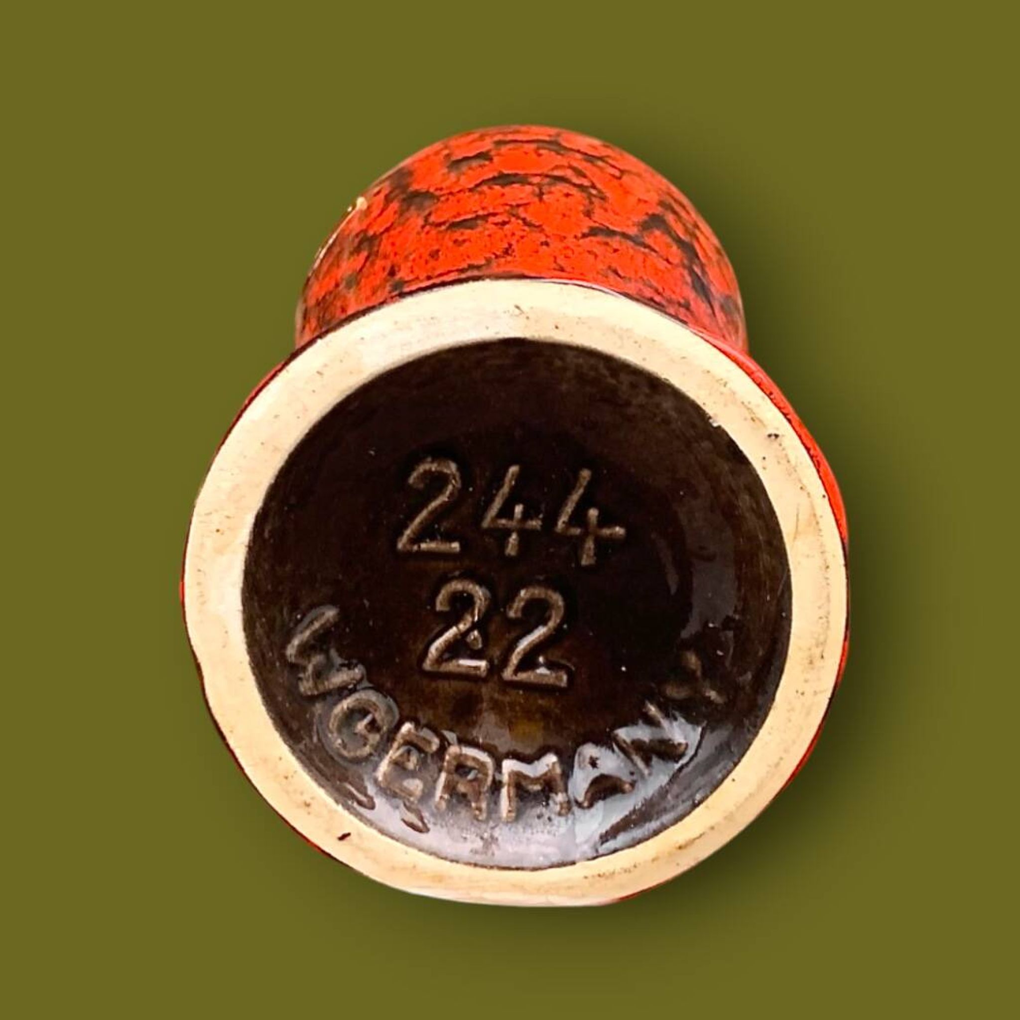 West German Scheurich vase 244/22 “Europ Linie” – red lava ceramic