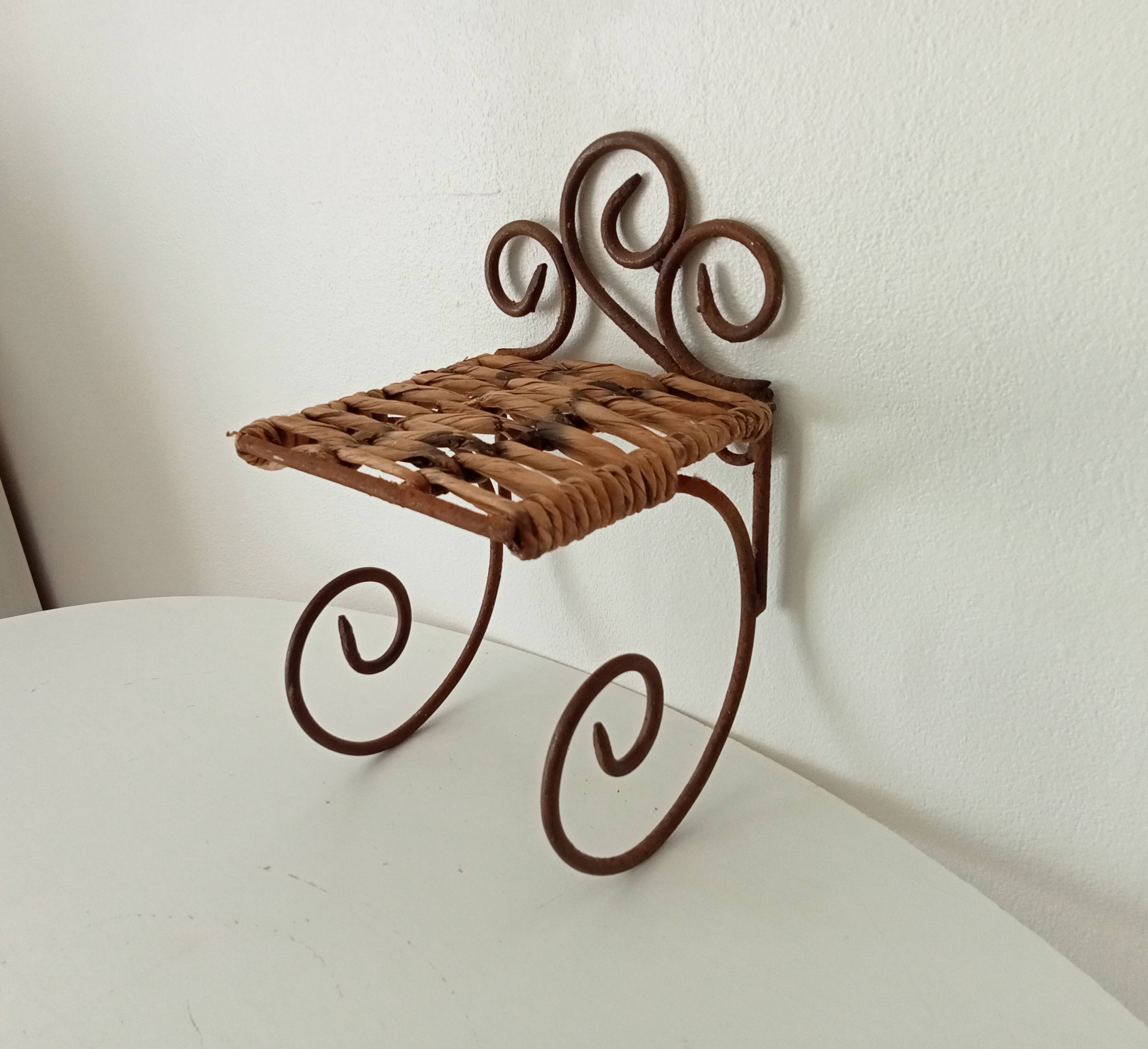 Antique wrought iron wall shelf