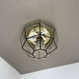 Ceiling Light "Iron Rings" made of Brass and Glass by Glashütte Limburg, Germany, 1970s