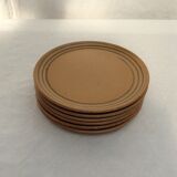 Set of six flat plates in Sarreguemines stoneware Atelier d'art dimension: diameter -24cm- H-3cm-