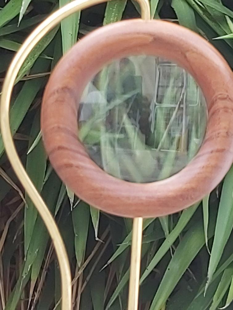Scandinavian design magnifier wood and brass