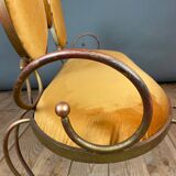 Wrought iron and velvet sofa