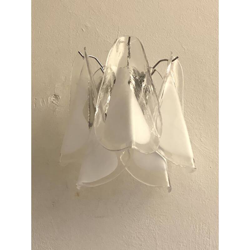 Set of Two "Rondini" Murano Glass Wall Sconces in Mazzega Style