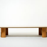 Very large coffee table maple brass Giovanni Offredi Saporiti 1980