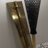 Wall lamp with reflector in rigitulle (perforated metal) from the 50s
