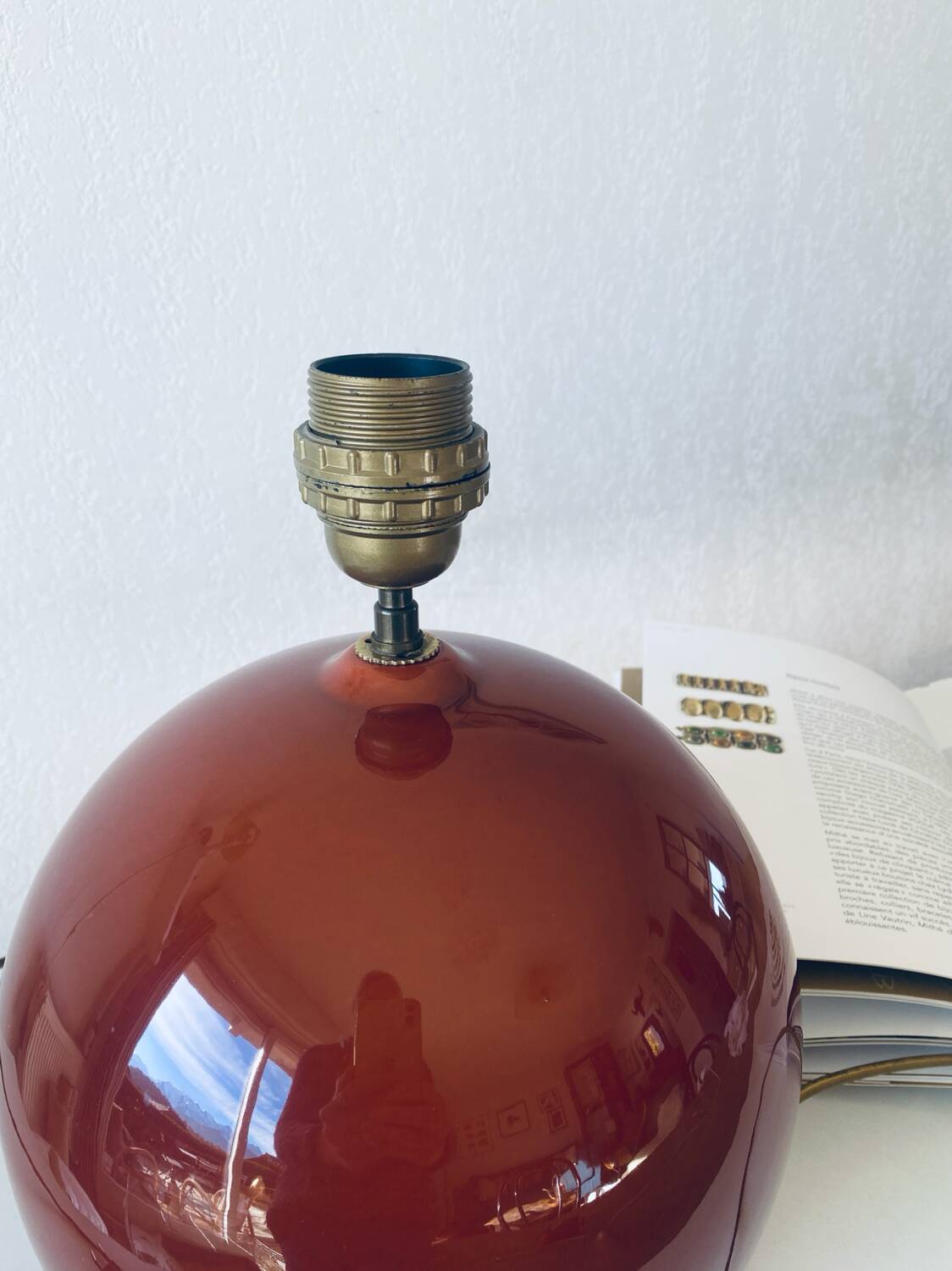 Terracotta ceramic ball lamp