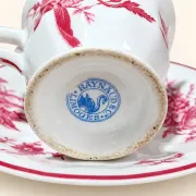 Coffee service Limoges Raynaud & Co – 8 porcelain cups with pink flowers