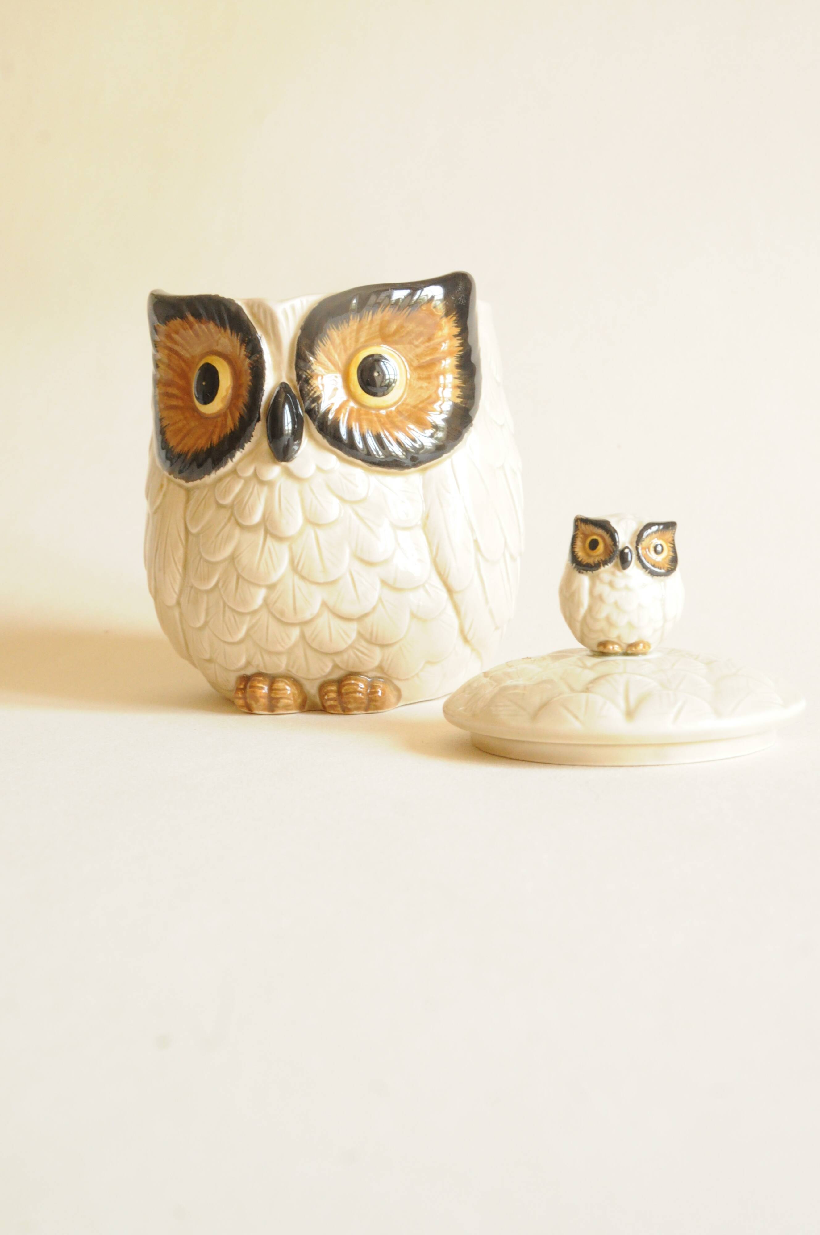 Vintage 1970s Cookie Jar - Owl Decor - Otagiri Japan