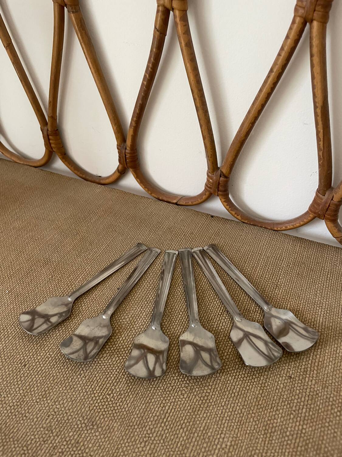 6 silver-plated ice cream bowls + 6 matching small spoons