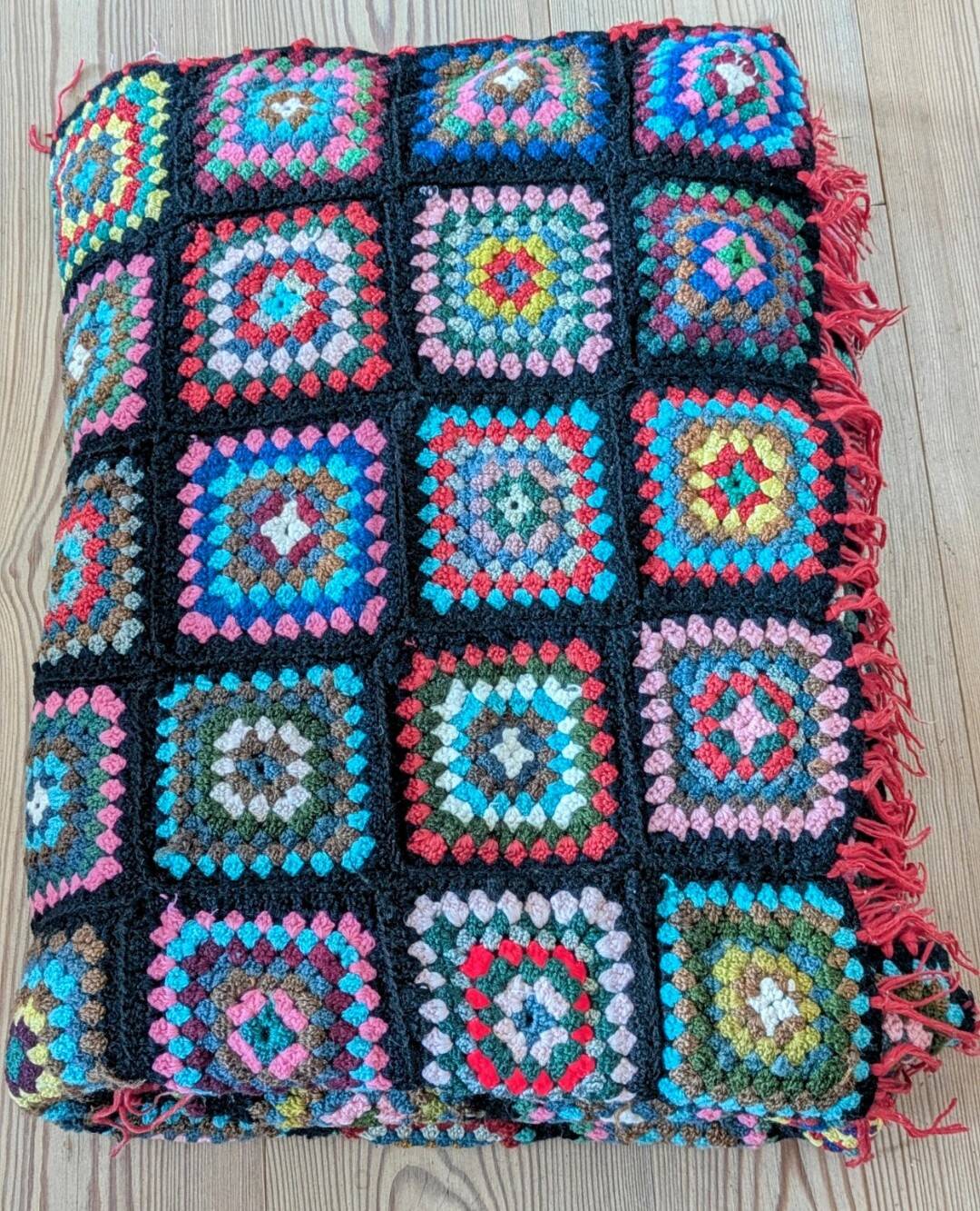 Rare! Handmade bohemian patchwork crochet blanket