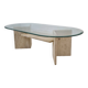 Italian Coffee Table in Travertine and Facet Cut Glass, 1980s