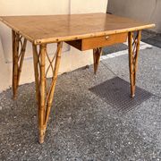 bureau rotin pieds tour Eiffel vintage 1960