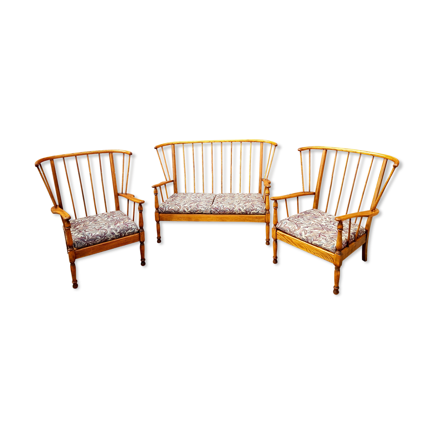 Bench and its 2 Baumann armchairs