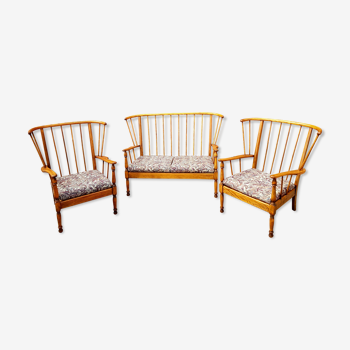 Bench and its 2 Baumann armchairs
