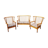 Bench and its 2 Baumann armchairs