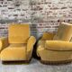 Fauteuils vintage 1950 en velours jaune