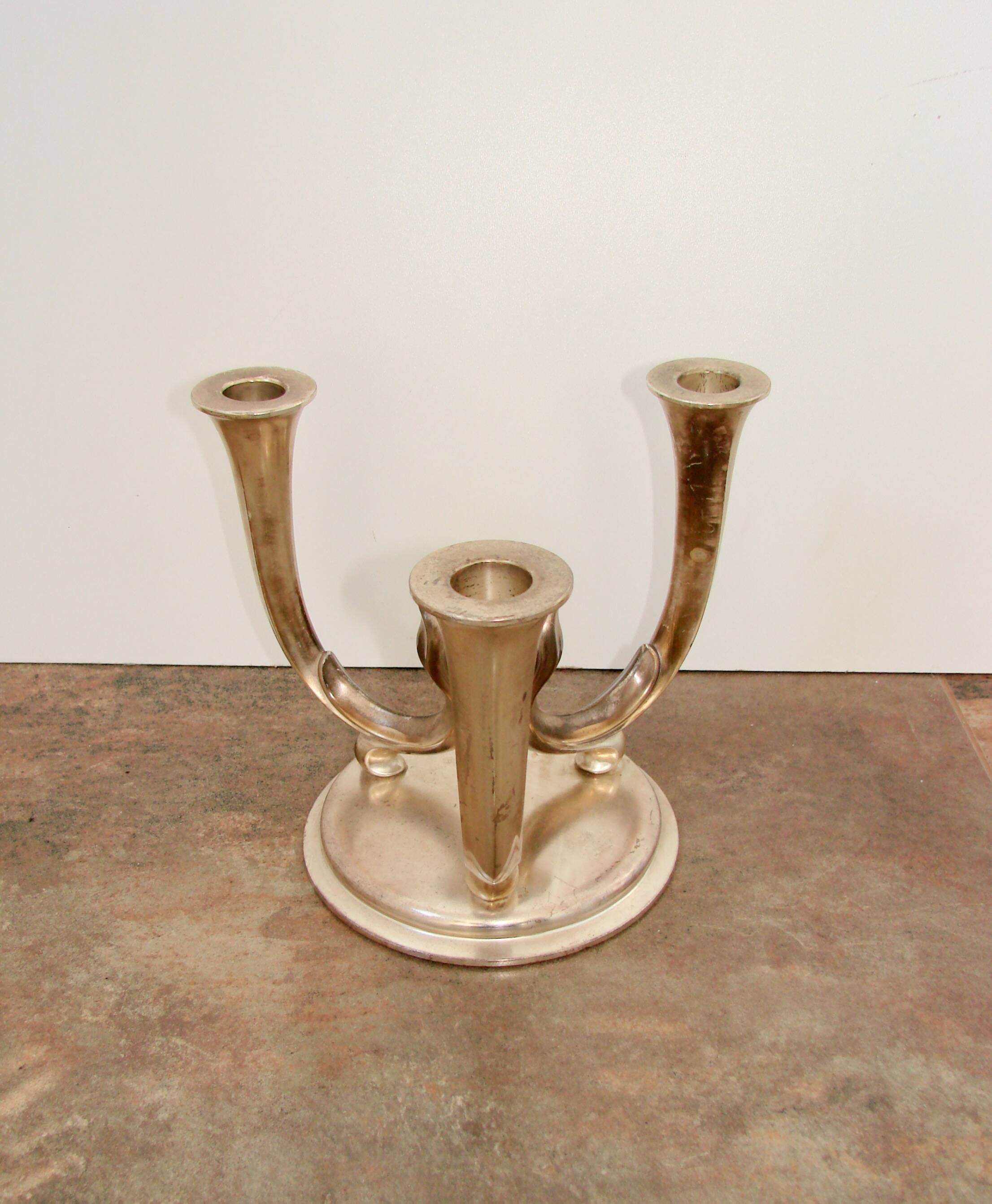 MF Germany 1940s Art Deco candlestick | Silver-plated brass |